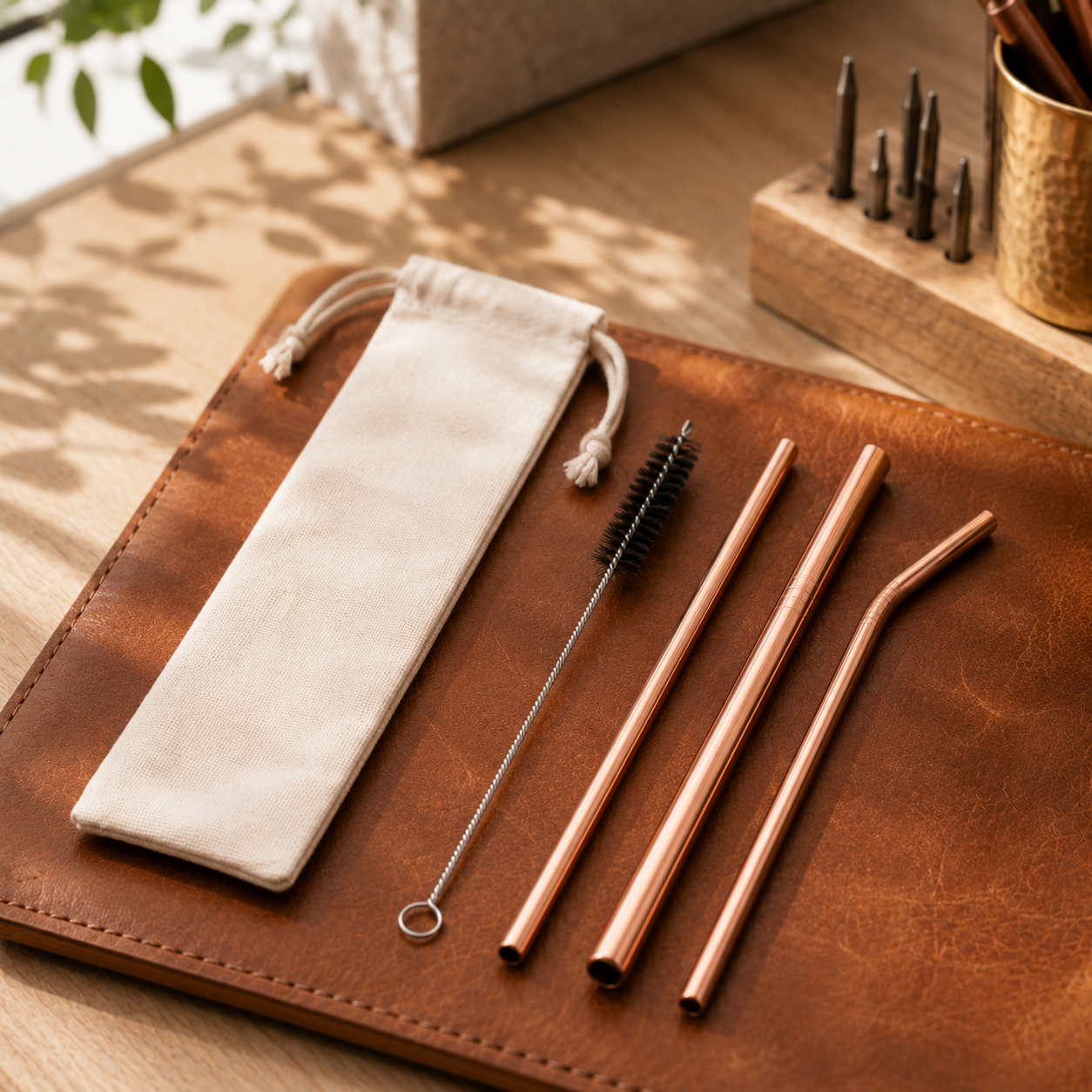 Wear Copper Copper Straw Set