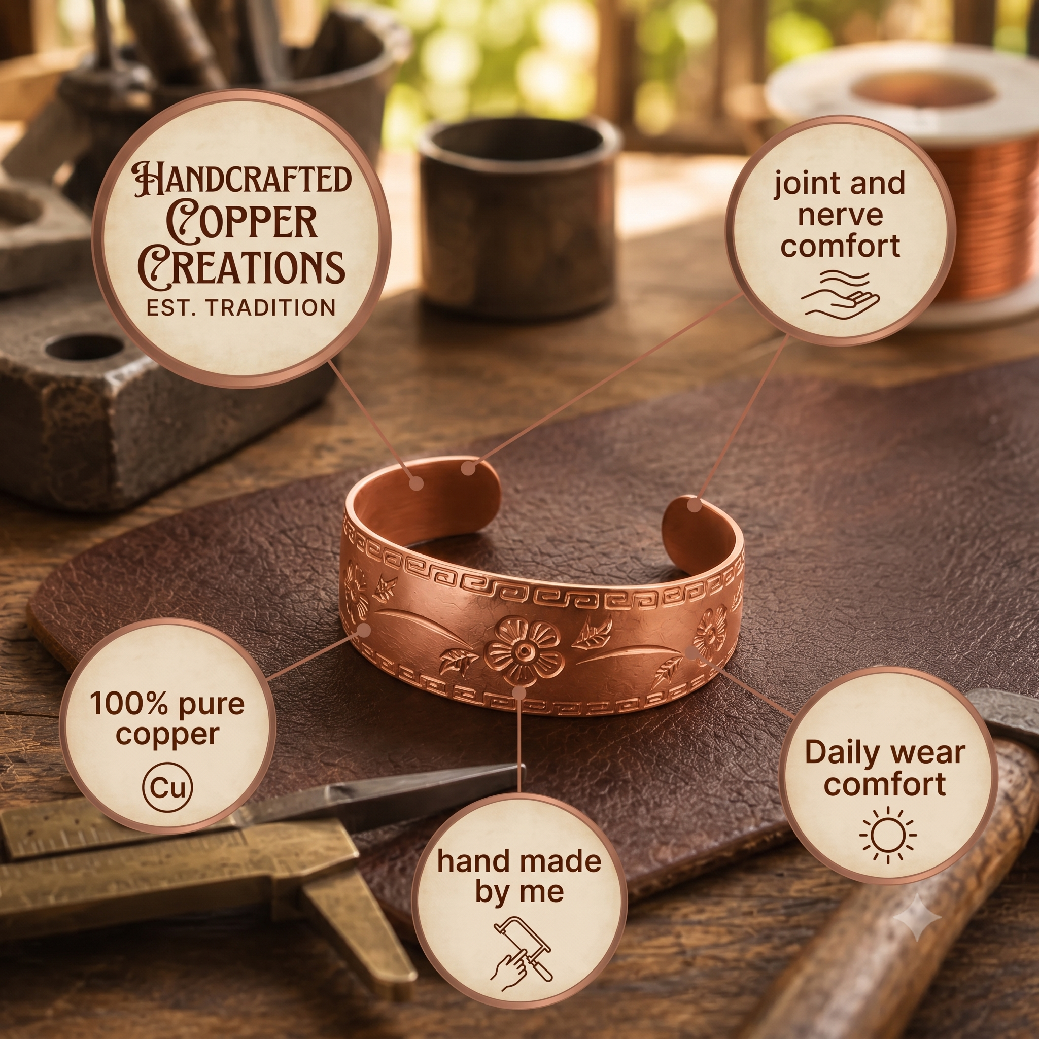 Wear Copper Fret Copper Bracelet