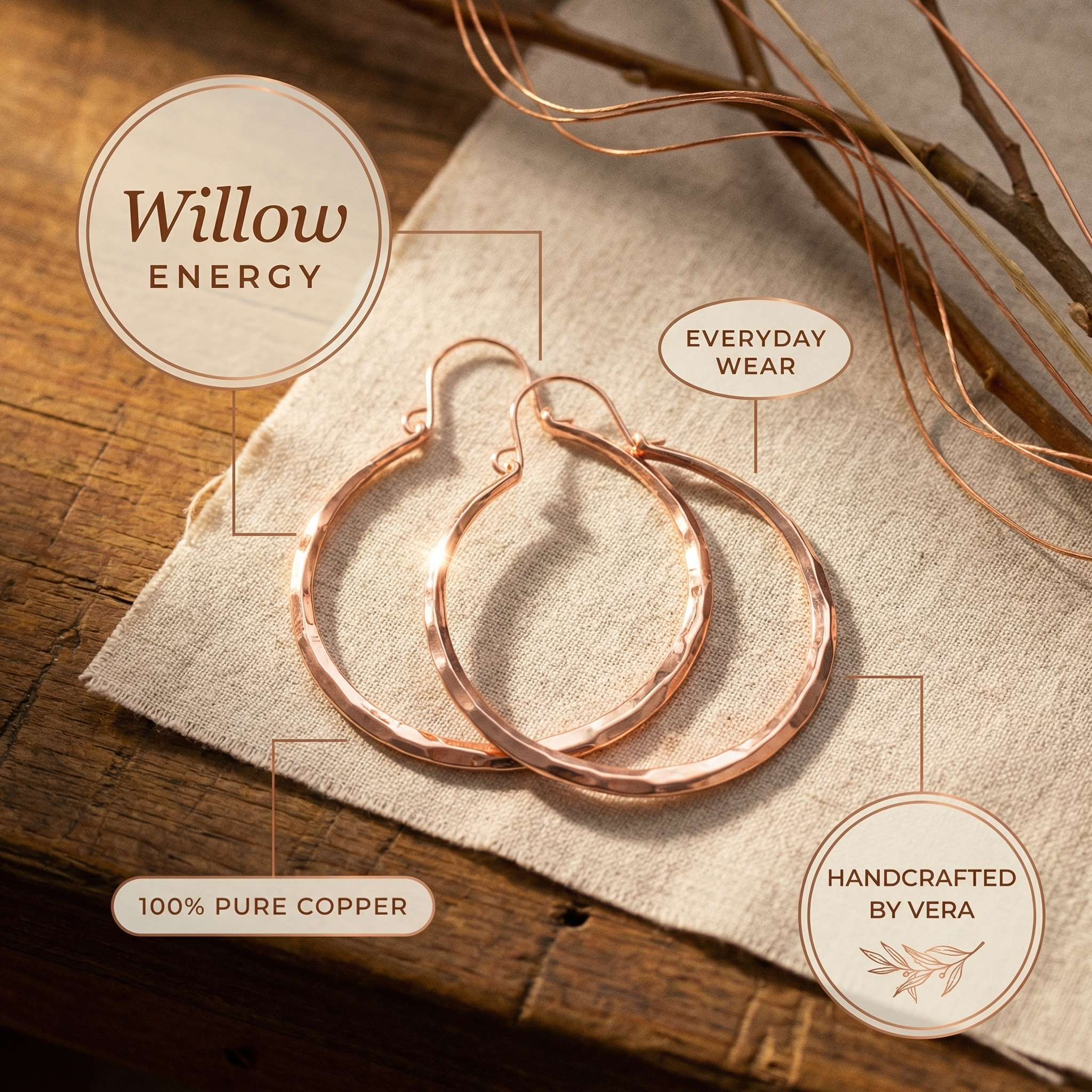 Wear Copper Willow Copper Earrings