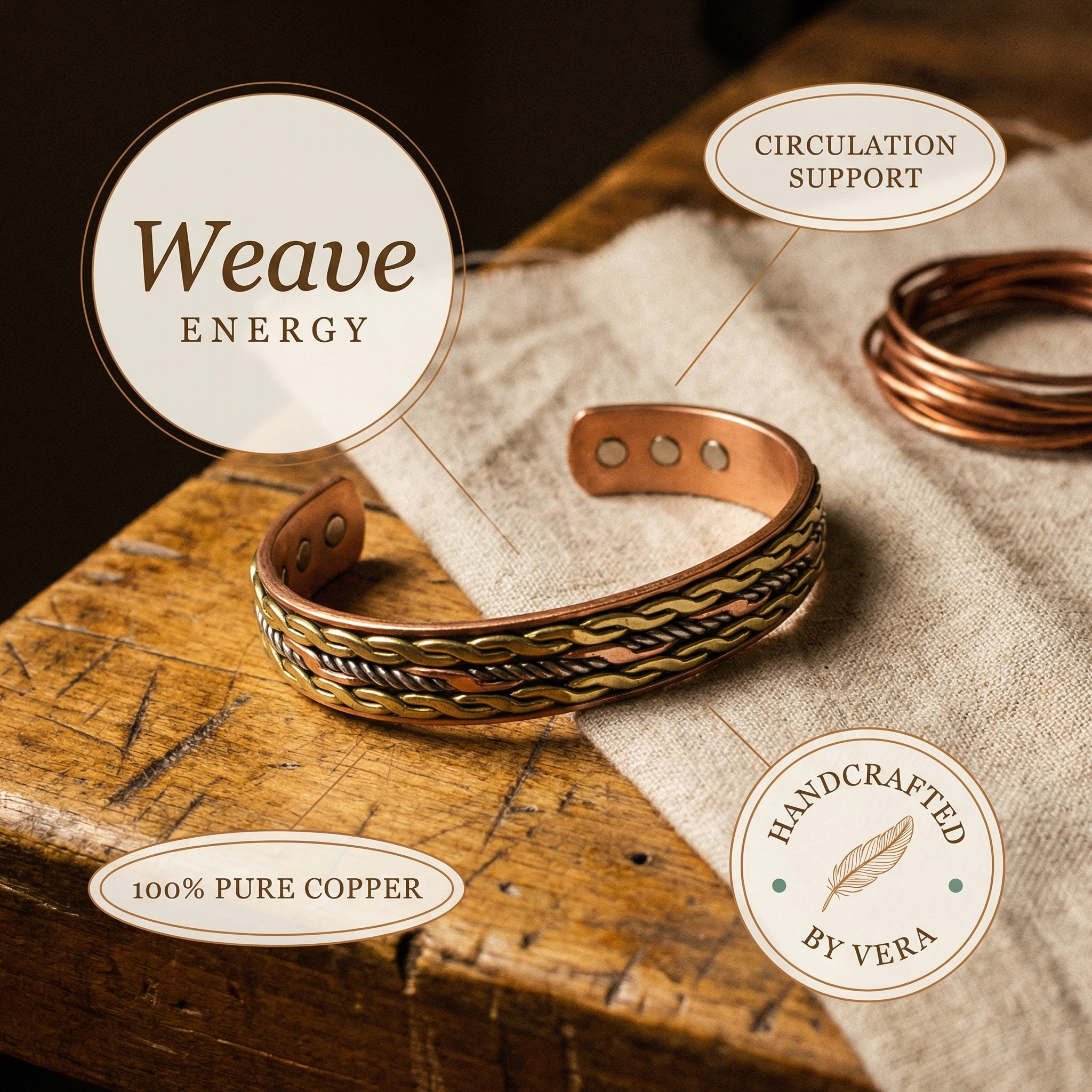 Wear Copper Weave Copper Bracelet