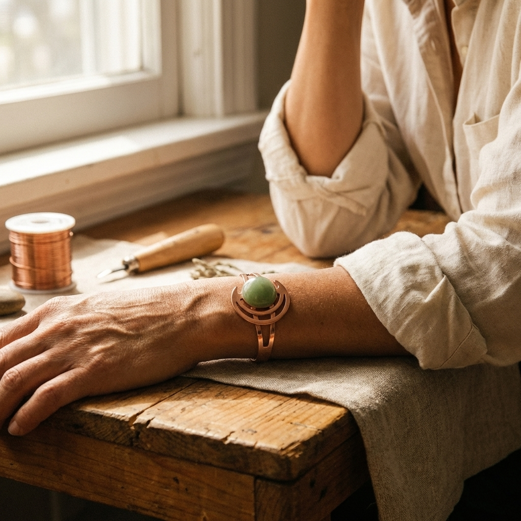Wear Copper Sphere Green Copper Bracelet