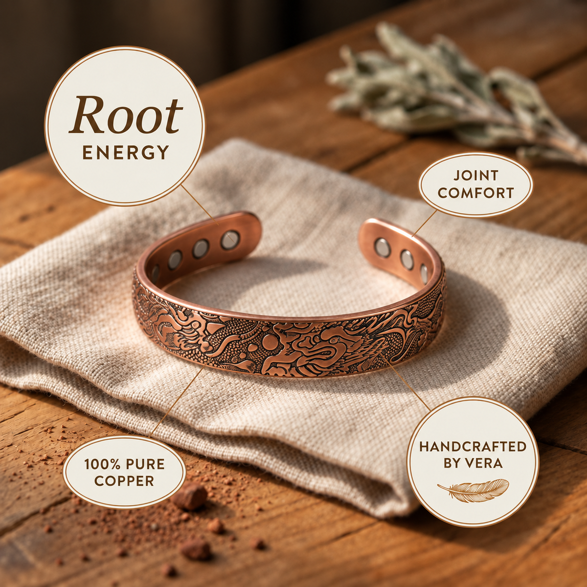 Copper Soul Clover Copper Bracelet