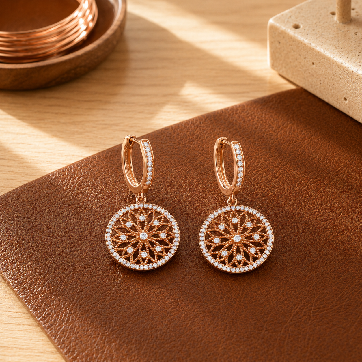Wear Copper Mandala Copper Earrings