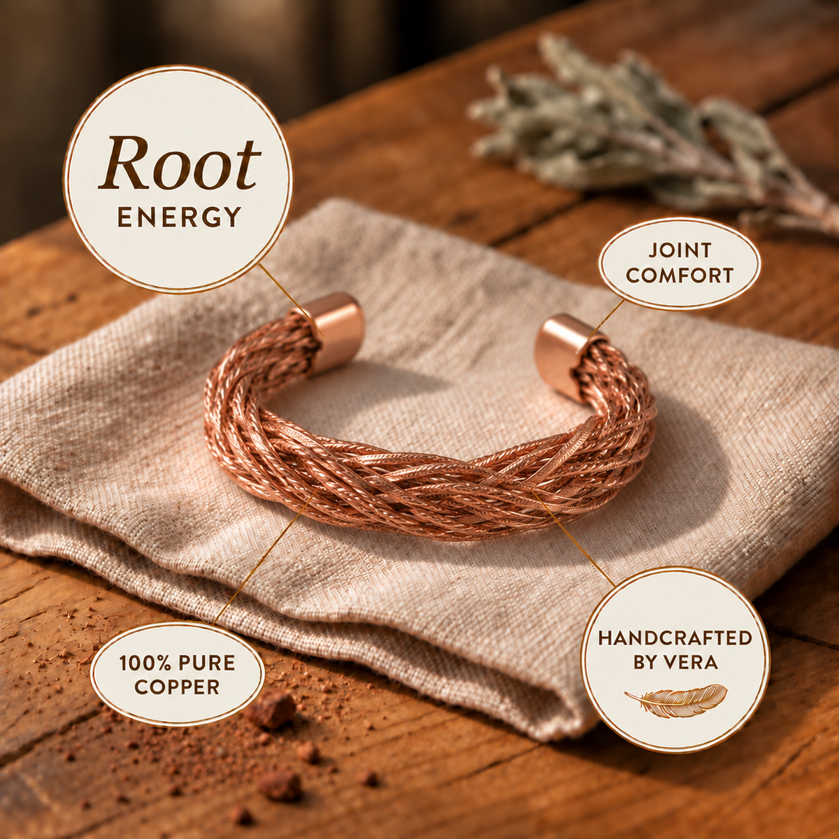 Copper Soul Yarrow Copper Bracelet