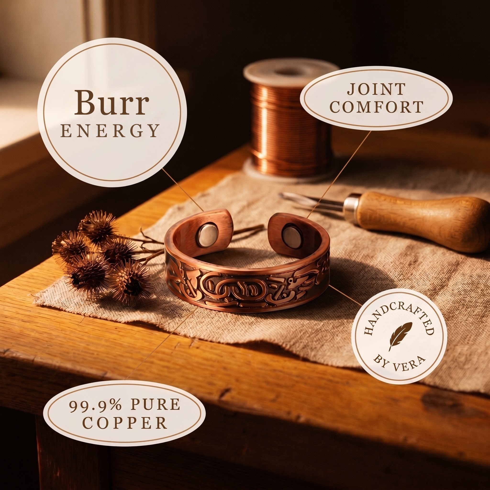 Wear Copper Burr Copper Ring