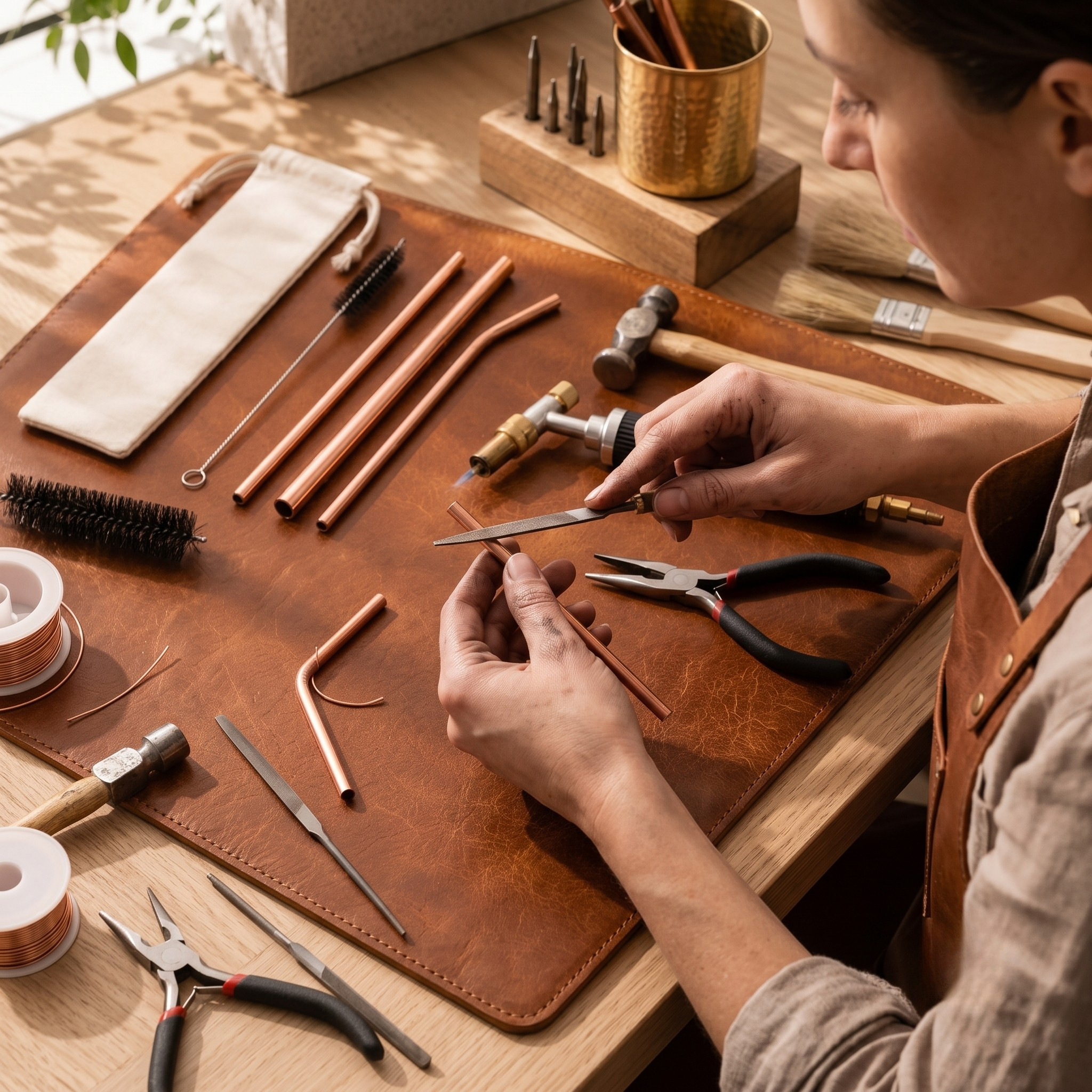 Wear Copper Copper Straw Set
