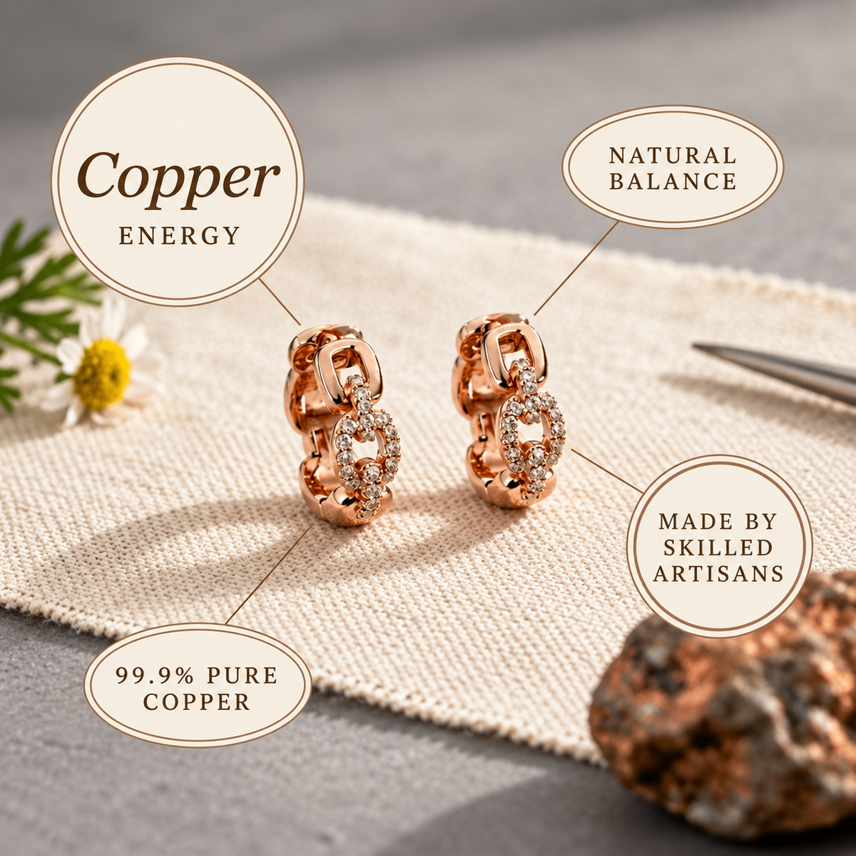 Copper Soul Celeste Crystal Copper Earrings