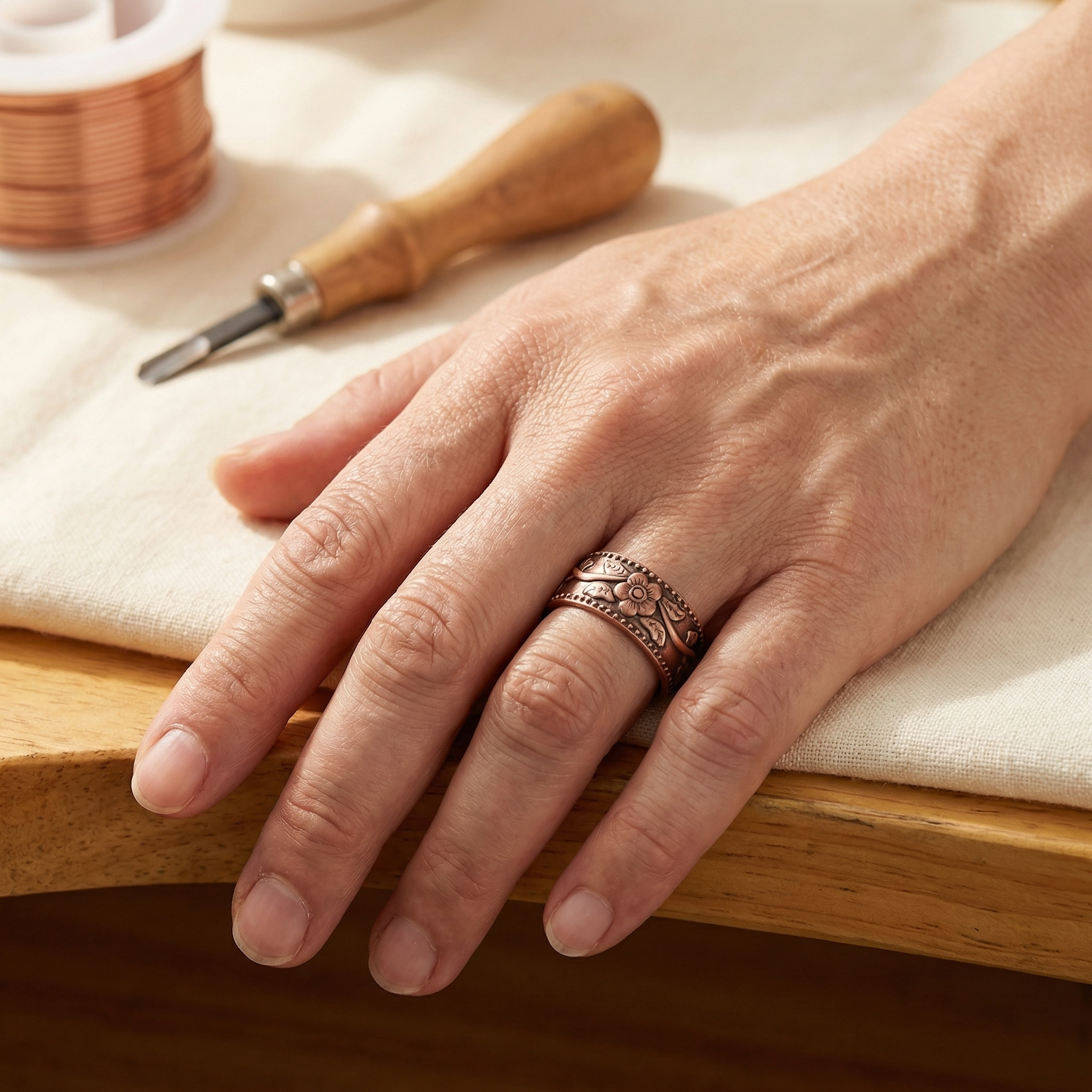Wear Copper Petal Copper Ring