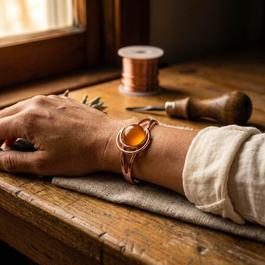 Wear Copper Sphere Orange Copper Bracelet