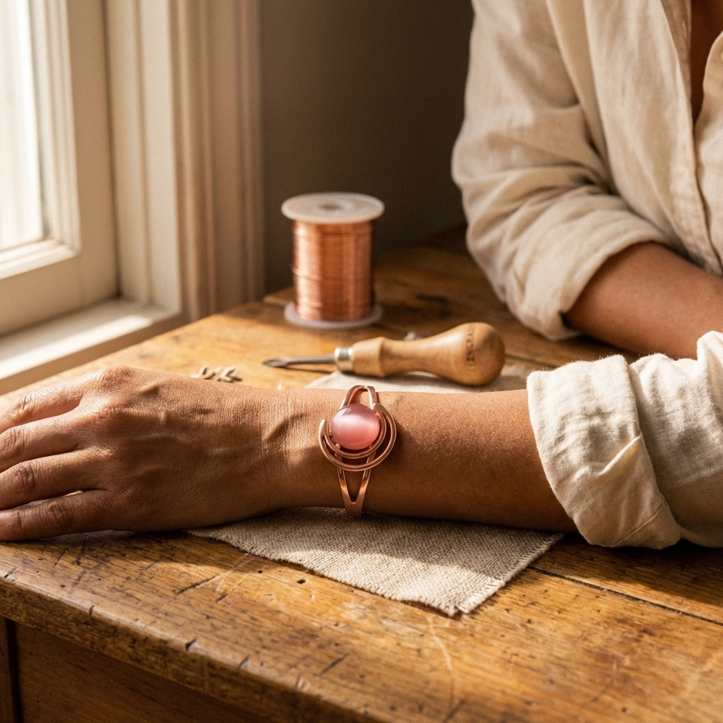 Wear Copper Sphere Pink Copper Bracelet