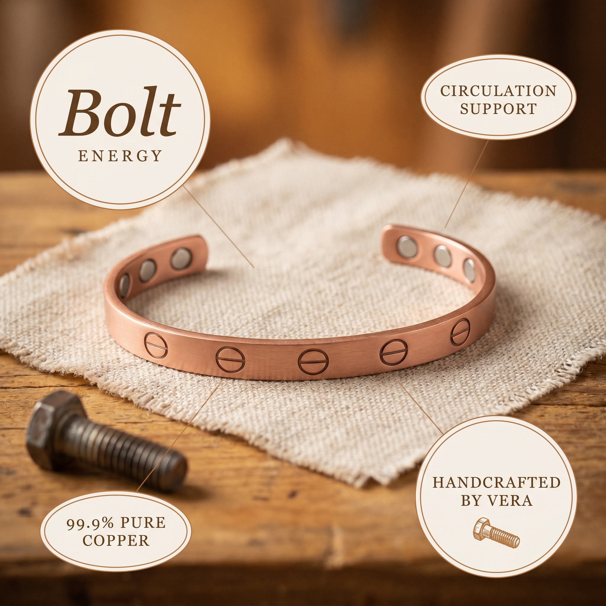 Wear Copper Bolt Copper Bracelet