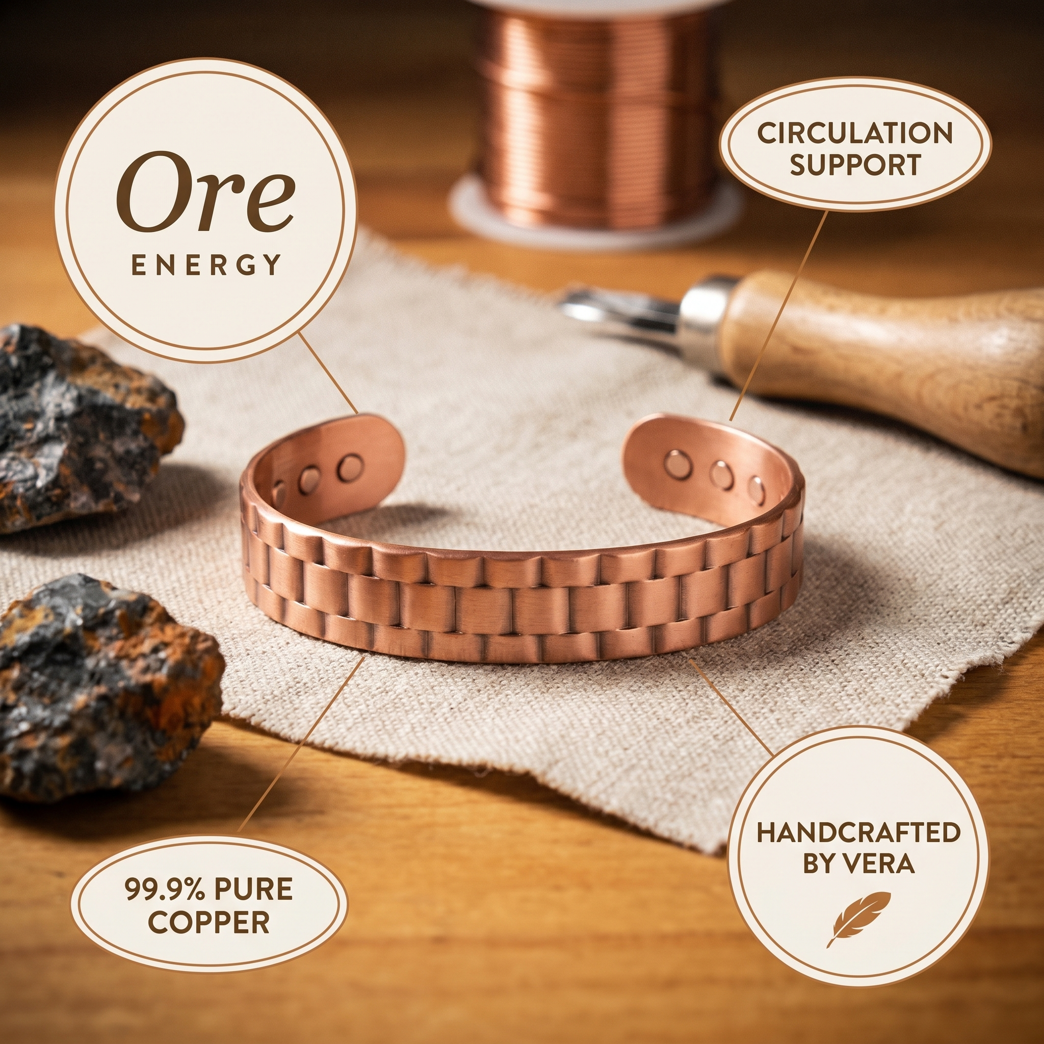 Wear Copper Ore Men's Copper Bracelet