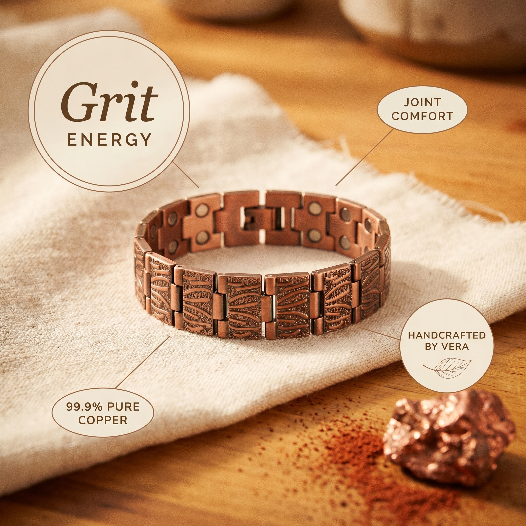 Wear Copper Grit Men's Copper Bracelet