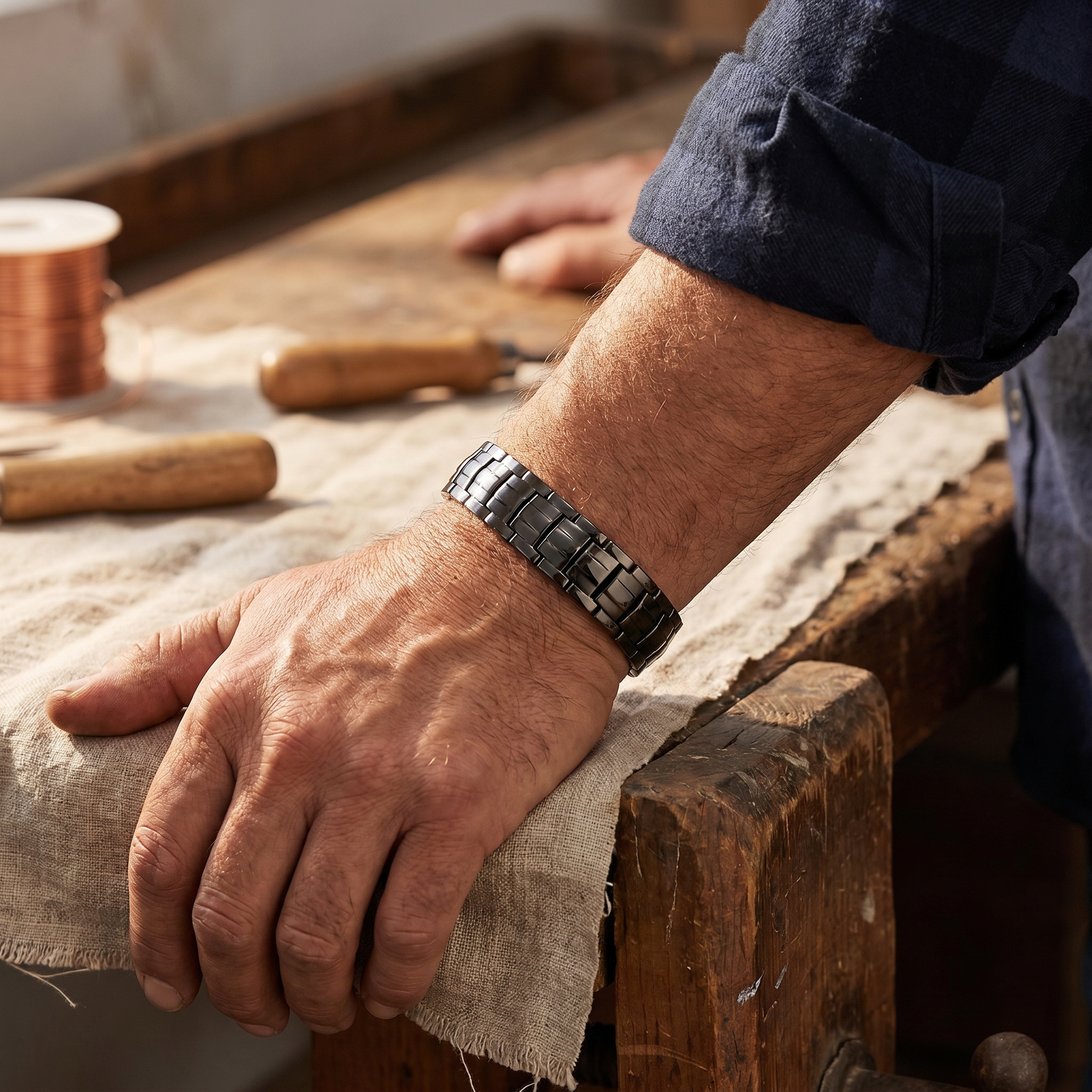 Wear Copper Ochre Men's  Copper Bracelet