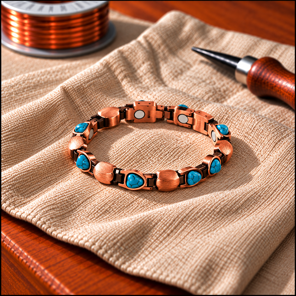 Copper Soul Aqua Heart Bracelet