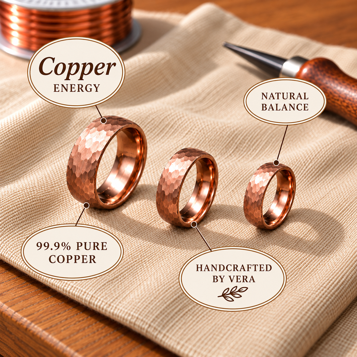 Copper Soul Dint Ring Pure Copper