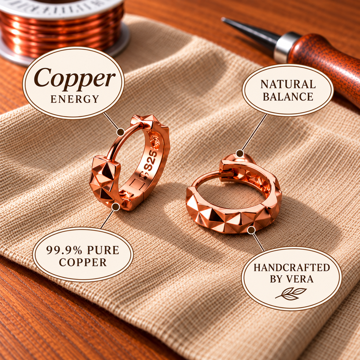 Copper Soul Spike Copper Earrings
