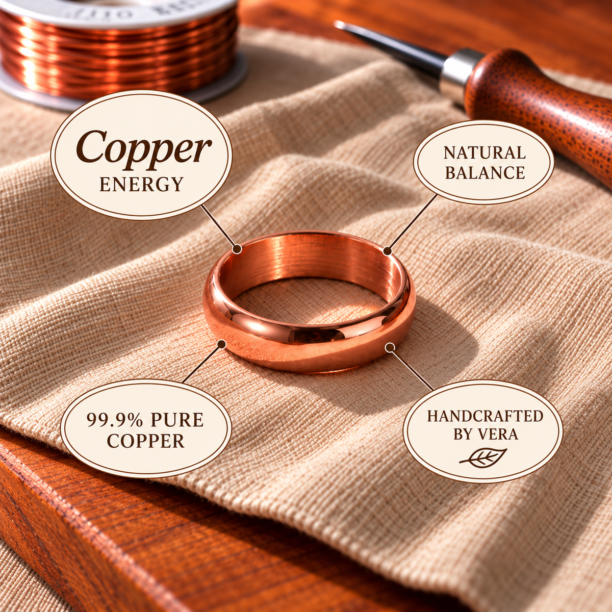 Copper Soul Plain Ring Pure Copper
